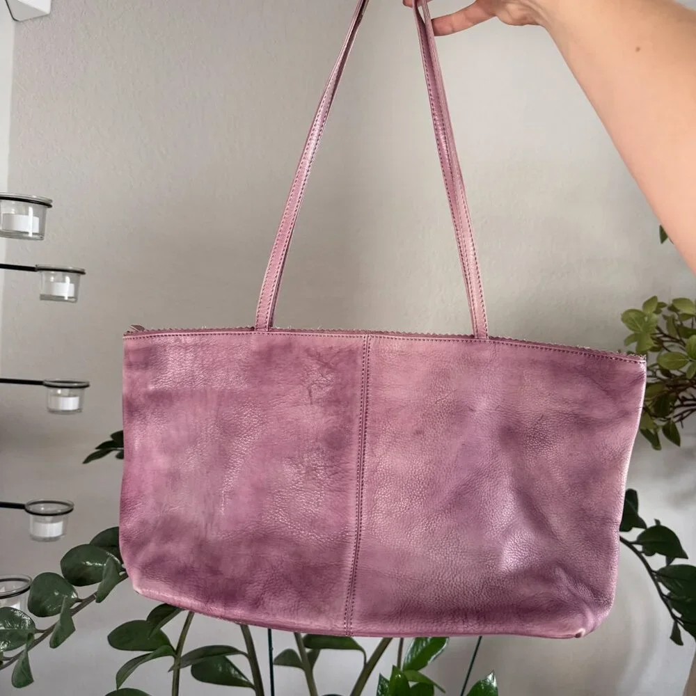 latico Pink Leather Woven-Accent Tote - Picture 2 of 7